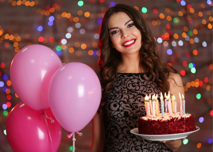 Birthday Girl Holding Cake