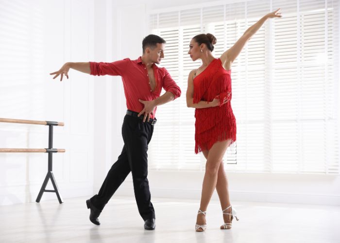 Couple Practicing Romantic Salsa Dance Moves