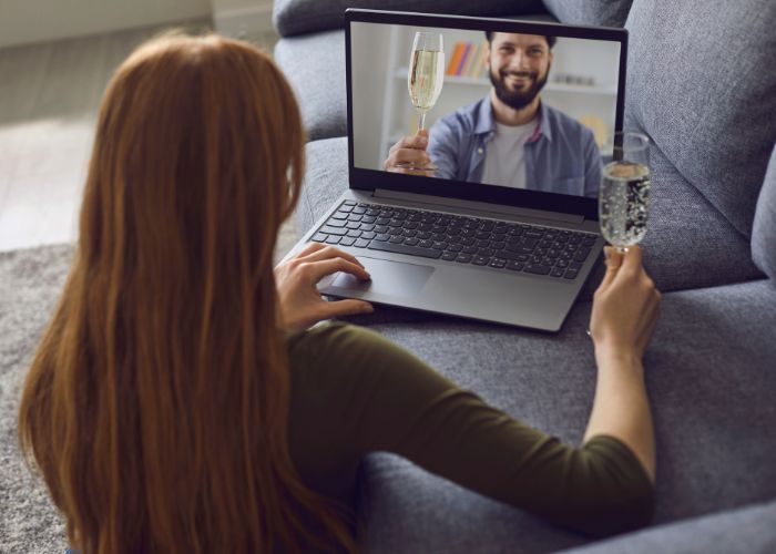 Woman Enjoys A Virtual Date