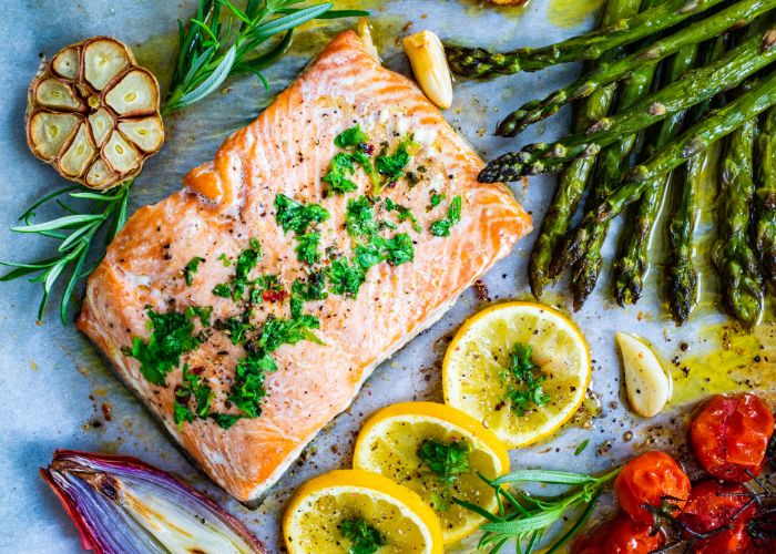 Sheet Pan Salmon And Veggies