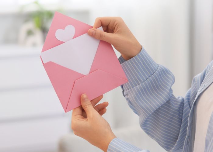Pink Love Letter Envelope With A Heart Card For A Romantic Scavenger Hunt