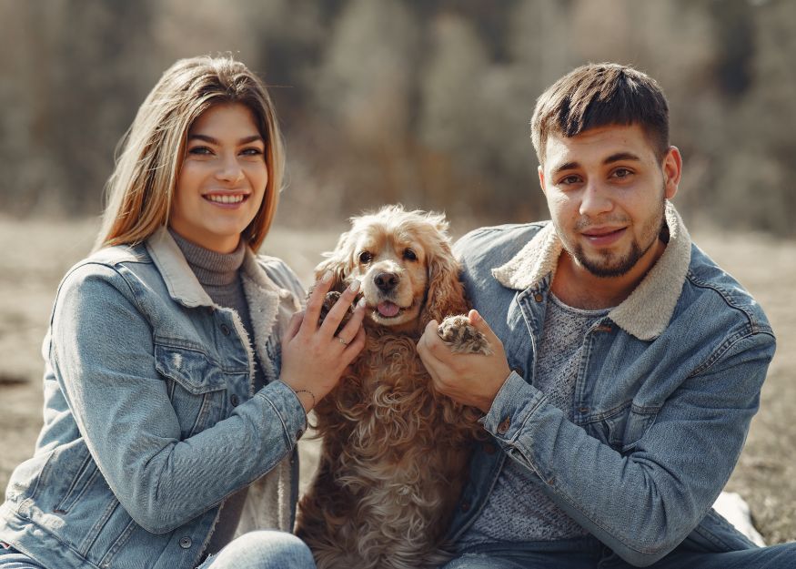 Happy Couple With Dog