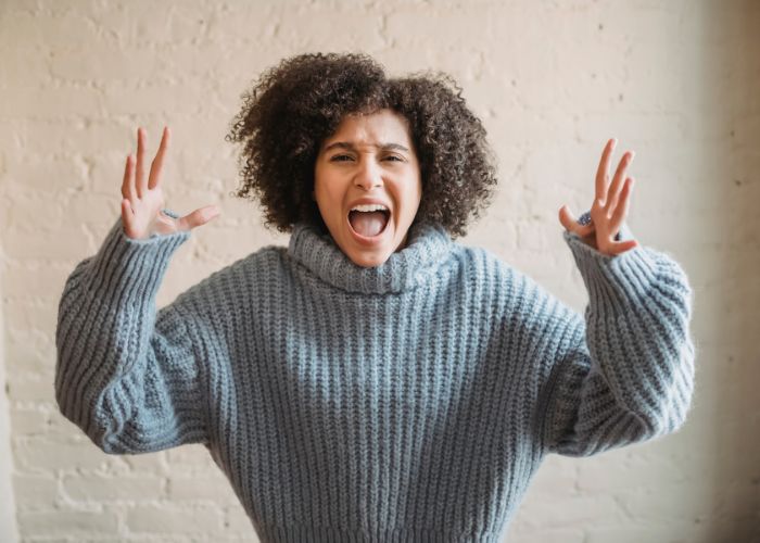 Angry Black Woman Screaming In Room