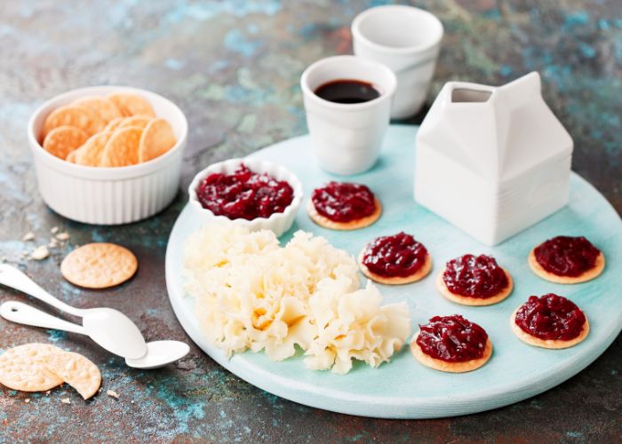 Cheese And Crackers With Jam