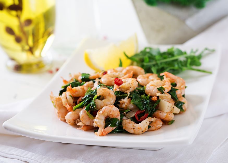 Lemon Garlic Shrimp With Spinach