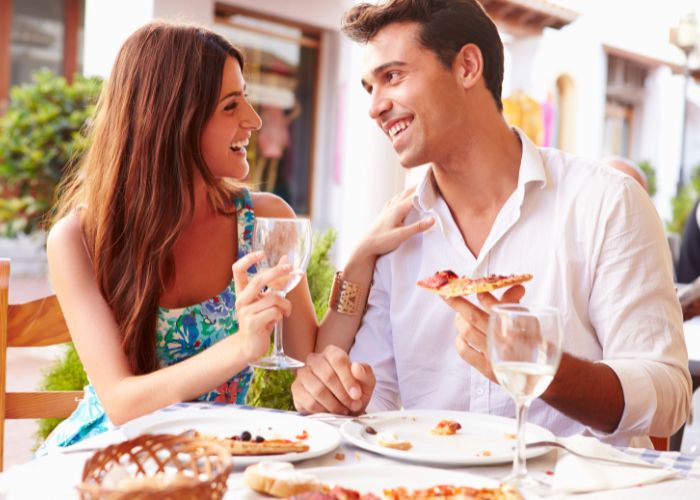 Young Couple Eating Meal