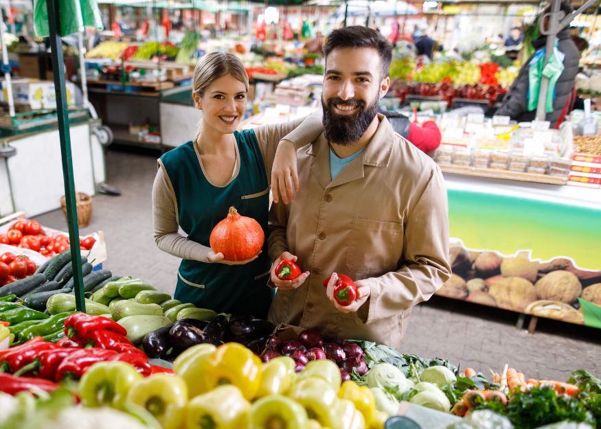 Young Couple At Farmer Market
