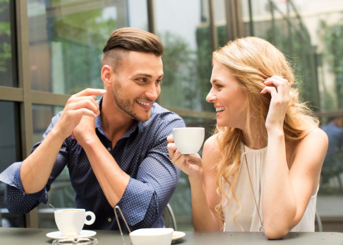 Beautiful Couple Having Coffee On A Date